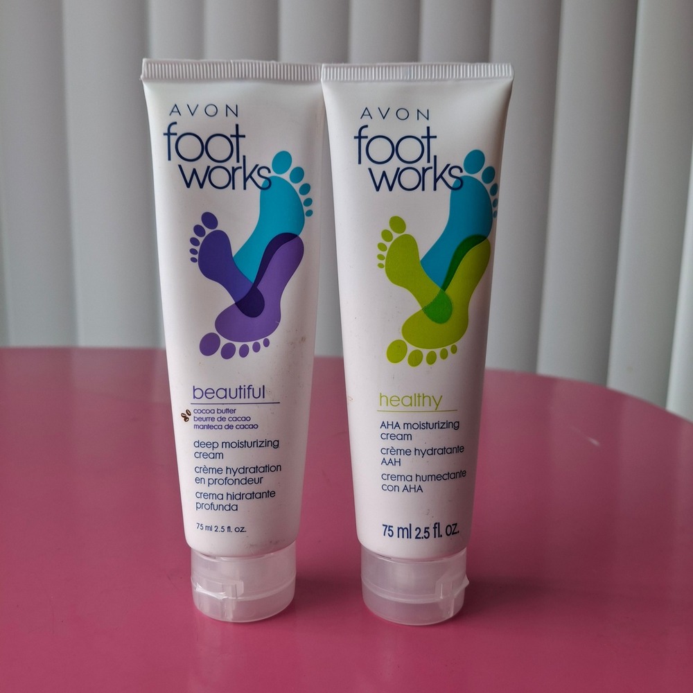 Avon Foot Works Beautiful Cocoa Butter & Healthy AHA Foot Cream Set 2.5oz